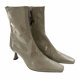 Zara Patent Taupe Ankle Booties